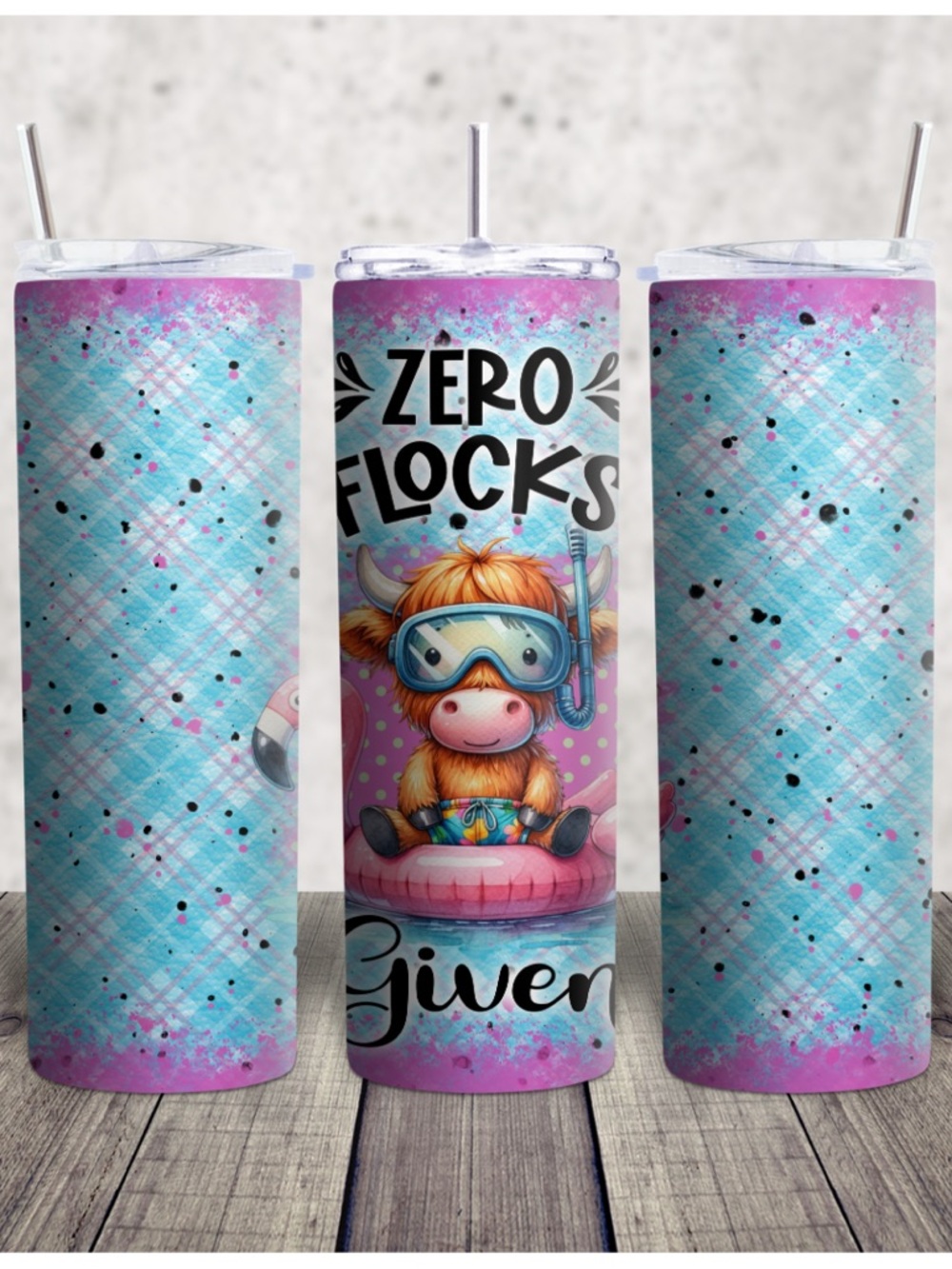 Hand Crafted Aqua and Pink 'Zero Flocks' 20 ounce Tumbler